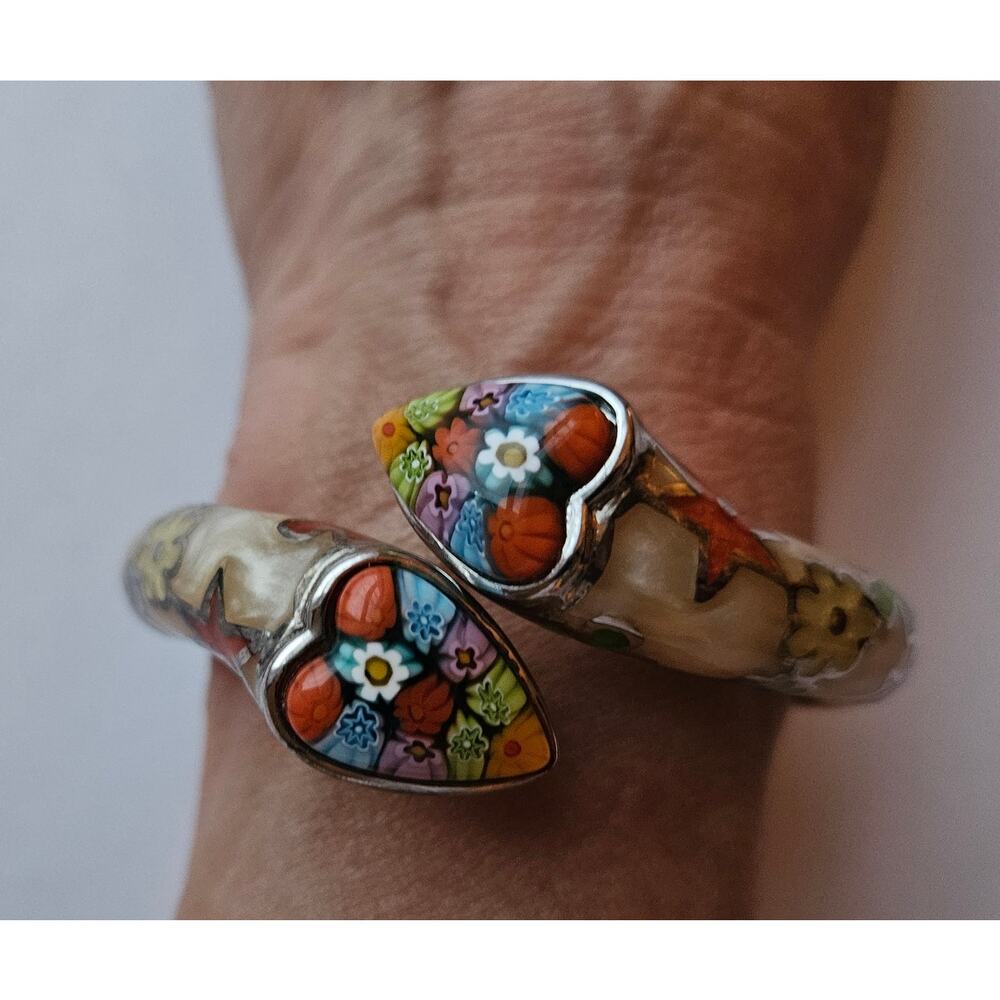 Alan K Murano Millefiori Glass Snake Hinged Bracelet/Bangle